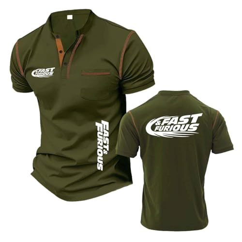 T-Shirt Henley Imprimé Coupe Ajustée Finitions Premium