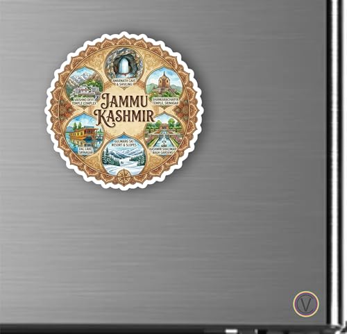 Image of Jammu Kashmir Textured Finish Acrylic Fridge Magnet - UV Texture Printed, Stylish Multicolor Magnet for Fridge, Wardrobe & Metal Surfaces, Pack of 1 (Jammu Kashmir 1)
