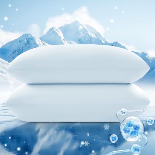 Image of Ice Fabric Cooling Pillowcases 2 Pack, Q-Max>0.5 Coolmax Pillow Cases with Envelope Closure, Silky Soft and Breathable Pillow Covers for Hot Sleepers, Fits King Size Pillows (20x36 Inches), Blue