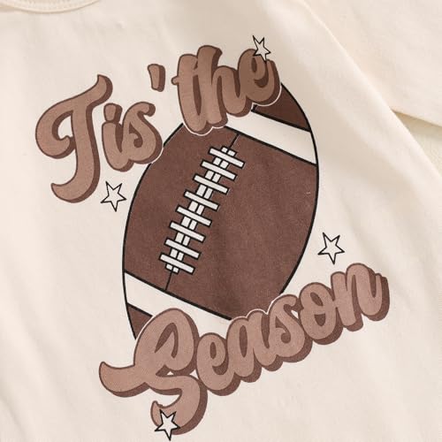 Football Baby Girl Clothes Funny Letters Print Long Sleeve Romper Football Flared Pants Headband Set Game Day Outfit3