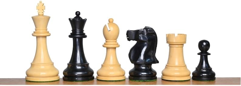 Miniatura 4 de 1972 Reproducido Fischer Spassky Staunton Juego de piezas de ajedrez ponderadas con tablero de ajedrez de lujo de madera maciza, tamaño King de 3.7