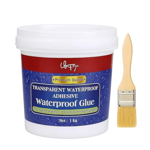 Image of Waterproof Transparent Glue with Brush | Anti-Leakage Agent Coating| Invisible Crack Sealant Super Strong Gel Adhesive for Roof, Bathroom Wall, Window, Tile & mildew (1000 gm, WaterProof Glue)