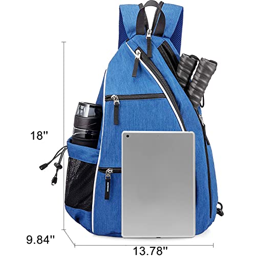 Pickleball Bag, Tennis Bag With Dual Racquet Holder, Waterproof Durable Tennis Racket Bag, Tennis Backpack Large Storage For Holds Tennis Balls, Badminton, Squash Racket And Other Accessories, Tennis Gifts For Women/Men, Stylish, Lightweight Portable(Royal Blue) #TOP2