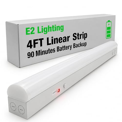 Image of E2 LIGHTING 4ft LED Linear Shop Light | 40W Dimmable LED Light Fixture | 5CCT Tunable Lighting | Emergency Battery Backup 90 Min | Energy Saving Indoor Linear Light for Warehouse Garage Workshop