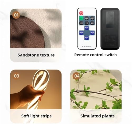 AICHENG 3D Sandstone Wall Art with Warm LED Lights - Plug-in Model《Remote Control Switch》 - Modern Decorative Panel for Entryway, Living Room & Bedroom by AICHENG - Used condition - Image 6