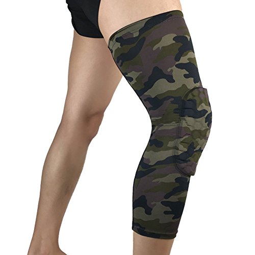 ELEOPTION 1Pcs Leg Sleeves Knee Pad For Men Women Protector Support With Anti-slip Honeycomb Kneepad Also Fit Youth Kids Adult For Basketball Compression (Camouflage, M)