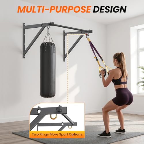 Jusgym Wall Mounted Pull Up Bar, Adjustable Depth 51" Chin Up Bar, Strength Training Pull-Up Bars 500LBS Weight Capacity, Home or Garage Gym Chin Up Workout Training Station by Jusgym - Image 5