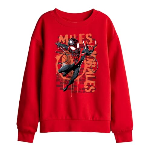 Marvel Spider Man Spray Miles Morales Kids Sweatshirt, Red, 7-8