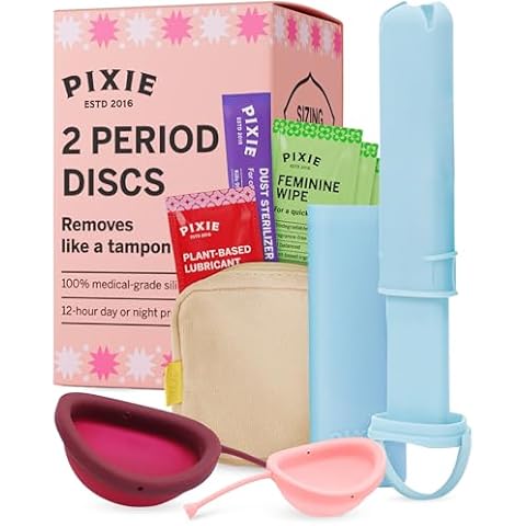 2 Menstrual Discs and Applicator Bundle - No Metals or Toxins - 100% Medical-Grade Silicone-Most Soft Reusable Period Disc - Inserts and Removes Like a Tampon - Capacity of 3 and 7 Tampons Cover