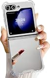 YTanazing for Samsung Galaxy Z Flip 5 Mirror Case for Women Girls Makeup,Cute Glass Glossy Mirror Back Shockproof Hard Case with Clear Soft Silicone Bumper TPU Frame for Samsung Galaxy Z Flip 5