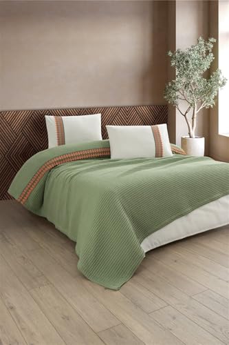 SODEF Bedding Set Quilt Coverlet Set Green Geometric Pattern Double