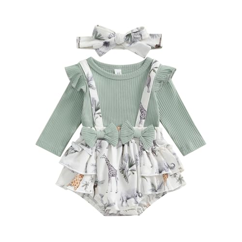 Image of Newborn Infant Baby Girl Knit Romper Dress Long Sleeve Ruffle Bodysuit Jumpsuit Fall Winter Clothes One Piece Outfit