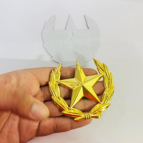 Image of Golden New Cut Star Sticker Emblems for Car & Bike Metal Lo.go and Grill Me.tal Lo.go, Auto Accessories for Car Emblem 3D Badge Auto Racing Sport Sticker Grand Tourer Decal.