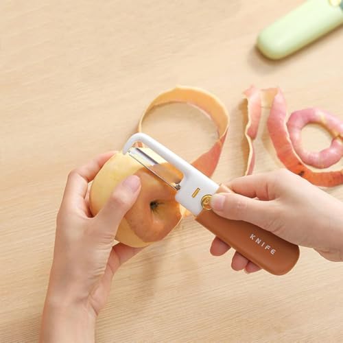 Image of 2 in 1 Stainless Steel Fruit Knife and Peeler - Portable Folding Kitchen Tool with Protective Cover, Compact Vegetable Cutter for Fruits, Outdoor Travel and Daily Cooking Use (Knife Peeler) multicolor