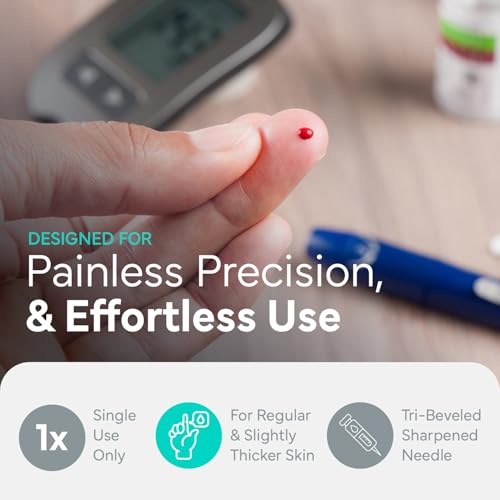 OWELL Twist Top Lancets, Sterile Lancets for Diabetes Testing, Lancets for Diabetic & Blood Sugar Test, Thick Lancet for Regular & Thicker Skin, 28 Gauge, 300 Count