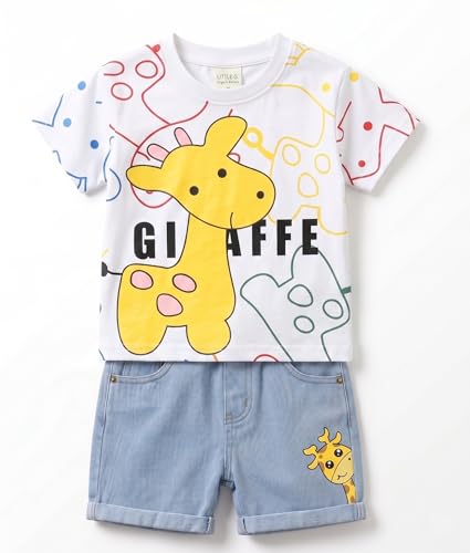 Image of Krishn Creations Kids Clothes for Boys | Cotton Printed Half Sleeve T-shirt and Shorts Baby Boy Dress | Casual Wear Kids Clothes