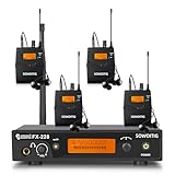 SOWOITIG Kabelloses In-Ear-Monitoring-System – Professionelles UHF-IEM-System (Mono) mit Rackmount-Metall-Sender, 4 Bodypack-Empfänger mit Ohrhörer