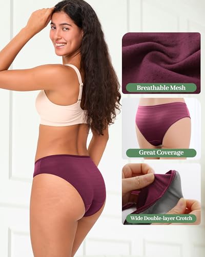 Image of BAMBOO COOL Womens Underwear Breathable Mesh Moisture-Wicking Briefs, Soft & Lightweight Panties