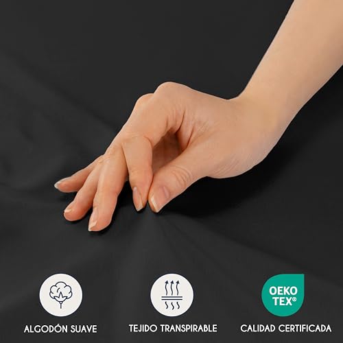 Miniatura 5 de Dreamzie Sabanas 70x160 Ajustable - Algodon Oeko Tex Certificado - Negro - Sábanas Bajeras 70 X 160-100 Jersey