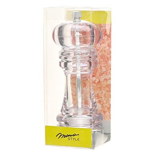 Mimo Style Moedor Manual de Acrílico Pimenta e Sal 15cm Ideal Para Moer Graõs e Condimentos Secos, M