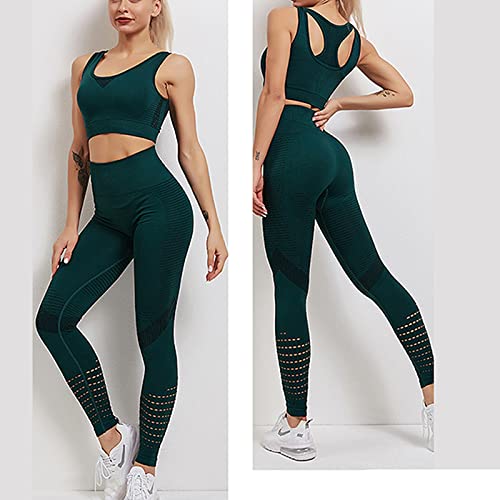 Sweat Pants And Tops For Women Women's Sports Bra Tights Hip Lifting Leggings Yoga Cropped Pants Yoga Clothes Sports Suit Women's Skiing Bibs Womens 2 Piece Outfits Green #TOP4