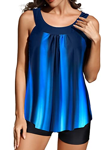 Rekita Flowy Tankini Bathing Suits For Women Swimsuits Tankini Sets For Two Piece Swimwear Tank Top With Boyshorts #TOP1