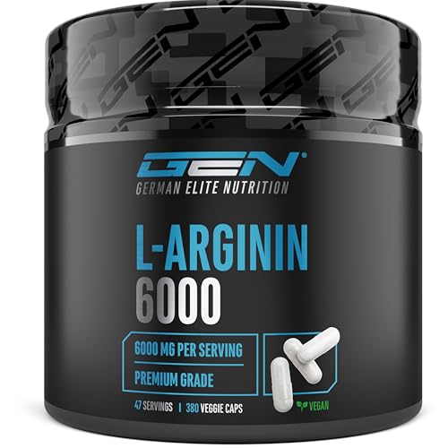 L Arginin - 380 vegane Kapseln - 6000 mg L Arginin HCL pro Tagesportion mit 4980 mg reinem Arginin - Hochdosierte Aminosäure in pflanzlicher Qualität