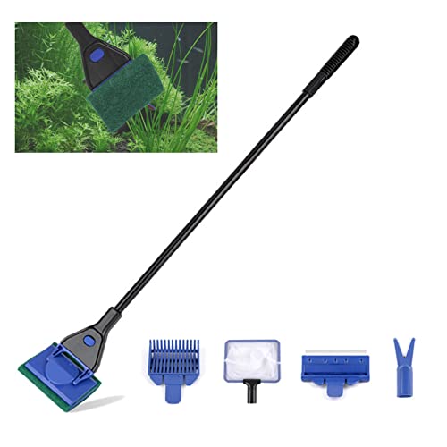 5 En 1 Kit Limpiador Acuario,Kit De Limpieza De Tanque De Acuario,Limpieza Tanque De Acuario,Accesorios Limpiadores para Acuarios,Herramienta De Cepillo para Pecera,Kiuiom