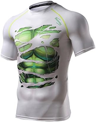 Spiderman | Batman Superman Hulk Captain America Compression Shirt for Men / Men (Sport-Shirt Functional T-Shirt), Hulk, Large