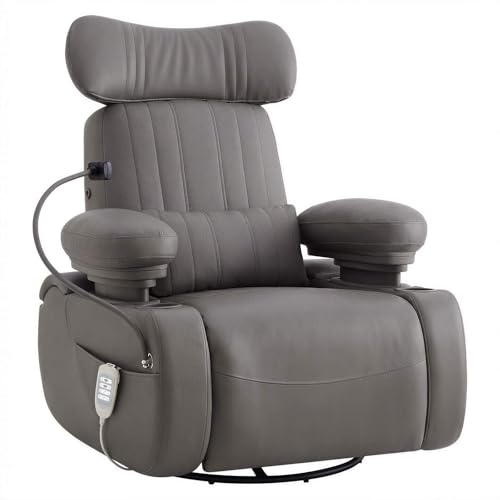 MAMAZING Lullapod Max Power Nursery Rocking Chair with Independent Recline & Footrest Swivel Nursery Recliner Glider with Electric Adjustable Armrests Silent Rocking Oeko-TEX Certified