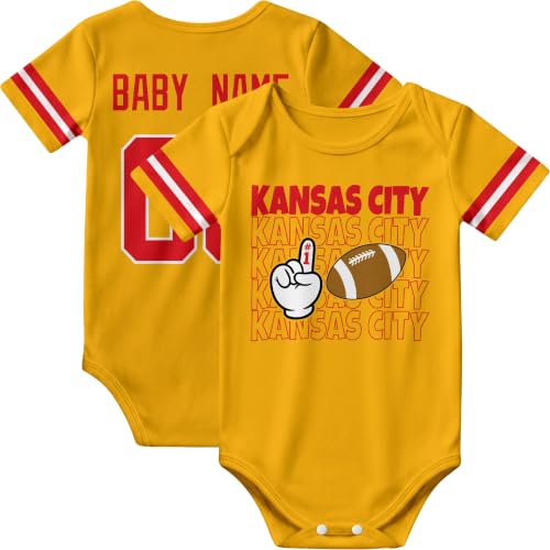 Image of KREDE Baby Clothes Custom Name Bodysuit for Baby Boy Gifts | Short Sleeves Bodysuit with Custom Number Name