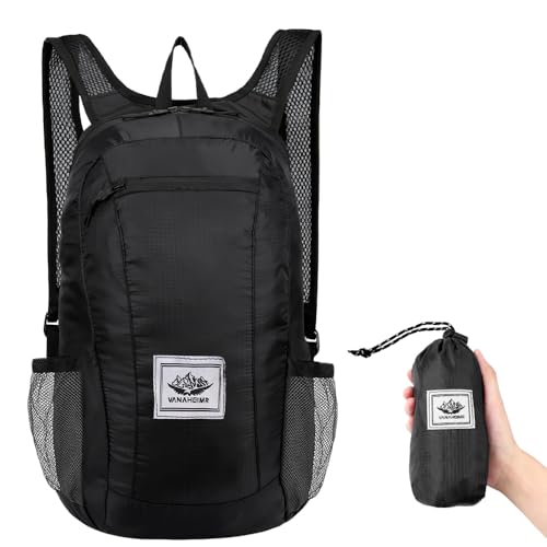 10 L Ultralight Packable Backpack, Black Travel Foldable Backpack Lightweight Collapsible Day Packs for Camping Hiking Outdoor Cycling Hiking Sports Gym2