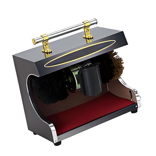 KLYDBMYT Cireuse à Chaussures électrique, Machine de Nettoyage Automatique de Chaussures, Brosse Double combinée, pour Usage Domestique ou Public, élégante Noire et dorée.