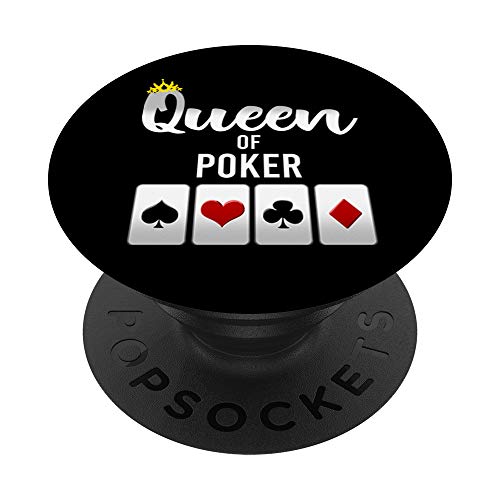 Queen Of Poker Card Suit Cool Player Poker Game Lover Gift PopSockets Agarre y Soporte para...