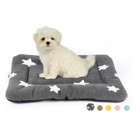 Mora Pets Dog Crate Pad Kennel Bed Crate Mat for Small Dogs Washable Cute Star Pet Bed for Dog Cage Ultra Soft Flat Puppy Cat Kitten Pillow Cushion for Sleeping Anti-Slip Grey 24 x 18 Cover