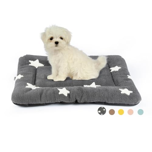 Mora Pets Dog Crate Pad Kennel Bed Crate Mat for Small Dogs Washable Cute Star Pet Bed for Dog Cage Ultra Soft Flat Puppy Cat Kitten Pillow Cushion for Sleeping Anti-Slip Grey 24 x 18