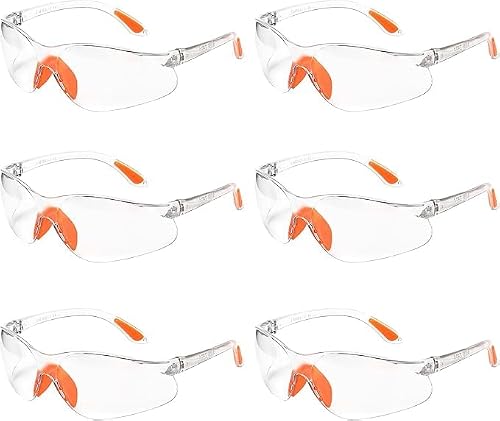 JOLIGAEA 6 Piezas Gafas de Seguridad, Gafas Protectoras Transparentes, Gafas de Protección Trabajo, Gafas de Seguridad Trabajo Anti-polvo para Construcción, Bricolaje, Laboratorio, Soldadura