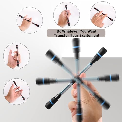 Image of 2 Pcs Spinning Rotatable Finger Ball Point Pens - Non-Slip Coated Rotating Gel Pen Mod for Gaming Student | Magic Floating & Rolling Light Anti Dropping Pen for Gamers | Pack Of 2 |