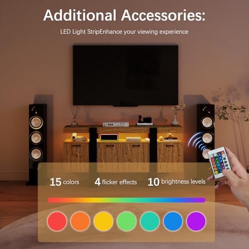 Meuble TV 160 cm industriel LED 15 couleurs Songvas