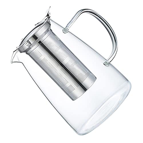 UPKOCH Jarro de Vidro 1250ML Bule Com Infusor de Aço Inoxidável Tampa Jarra De Suco Pote de Café Gar