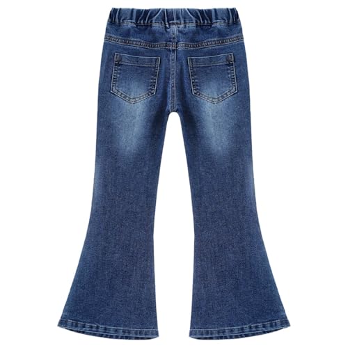 JEYPINMI Girl's Ripped Denim Jeans Ruffle Flare Pants Leggings High Waist Bell-Bottoms Distressed Trousers3