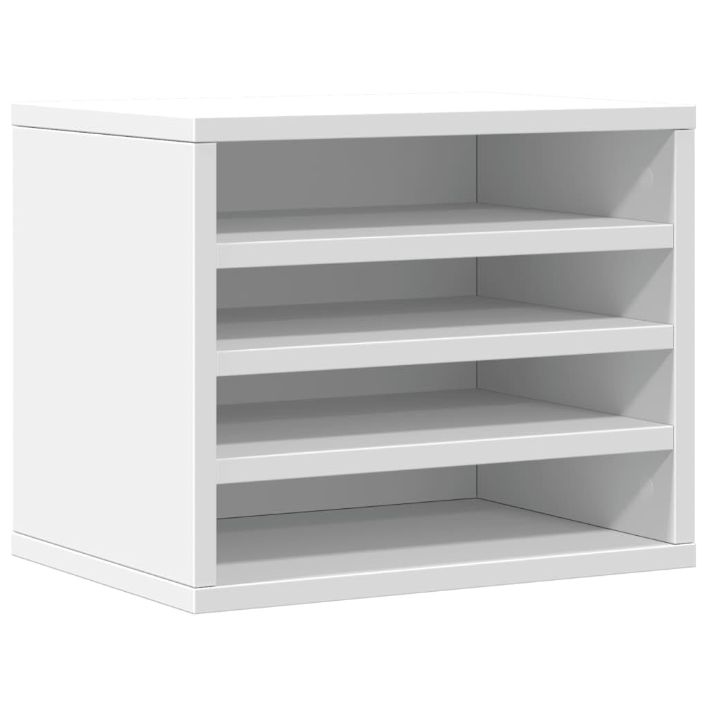 vidaXL Organizador Escritorio Madera ingeniería Blanco 36x26x29,5 cm, Almacenamiento de Escritorio, Organizador de papelería, Estante de Almacenamiento de Escritorio