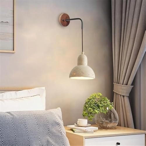Lámpara de pared de travertino amarillo con cúpula japonesa para dormitorio 6