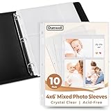 Dunwell 4x6 Photo Sleeves for 3-Ring Binder, (Mixed Layout, 10 Pack) for 60 Pictures, Each Sheet Holds Six 4 x 6 Pictures or Postcards, Acid-Free Poly Photo Album Refill Pages