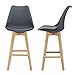 [en.casa] Juego de taburetes de Bar 105 x 48 x 58cm Set de 2X Taburetes de Cocina de diseño Asiento Acolchado Patas de Madera Haya Gris