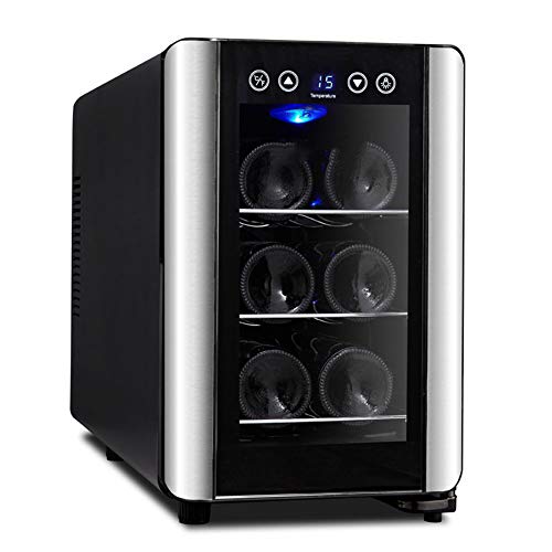 Gekühlte Weinkeller 6 Flaschen 18 Liter Kühlschrank Mit Getränkehalter Ausgeglichenes Glas, Touch Panel Steuerung Von Tempe 8 ° C - 18 ° C, Blaues