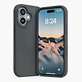 POINT&GO Funda iPhone 16 (6,1") Silicona TPU Premium Color Gris – Antigolpes, Tacto Suave, Forro Microfibra, Protección 360°, Compatible con Carga Inalámbrica