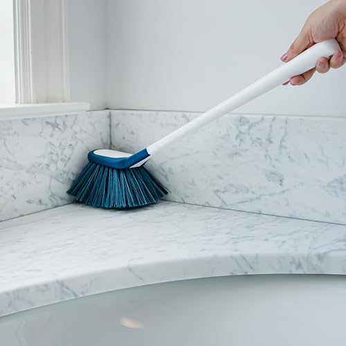 Image of Unger EZ Reach Shower Tub and Tile Scrub Brush, Crevice Bathroom Cleaning Supplies, Non-Scratch Scrubber Tool for Showers, Fixtures, Bathtubs, Drains, Grout, and Marble