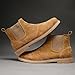 OXNEUHG Men's Genuine Leather Chelsea Boots with Elastic Bang Fashion Classic Suede Round Toe Slip On Ankle Boots Casual Business Wedding Office Work Dress Booties (Brown,9)
