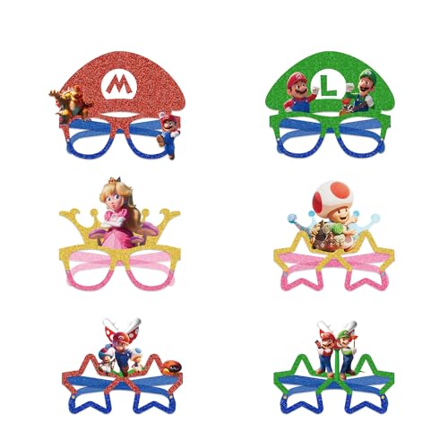 12 Pcs Mario Game Theme Party Decorations Super Bros Role-Playing Photography Party Glasses Perfect for Birthday Parties Themed Gatherings Celebrations